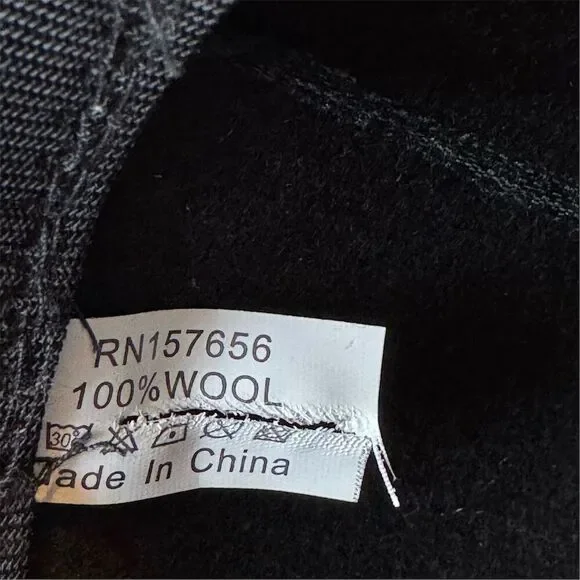 Unisex Black Wool Fedora Hat with “Faux” Leather Trim - Picture 6 of 6